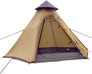 Waterproof Camping Pyramid Teepee Tent Adult Tipi Tent Waterproof Double Layers Indian Tent Yurt Tent Tower Post Bell Tent for Outdoor Family Trip
