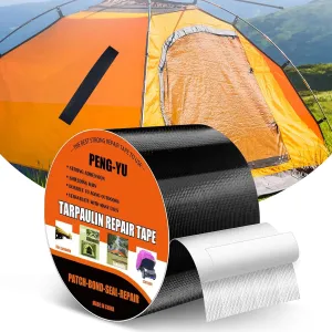 Waterproof Repair Tape,Awning Black Duct Tape,Fabric Flex Seal Tape for RV Skirting for Winter,Canvas,Boat Covers,Tent,Sail,Tenacious TapeTarp Repair Kit RV Underbelly Tape Heavy Duty(Black)