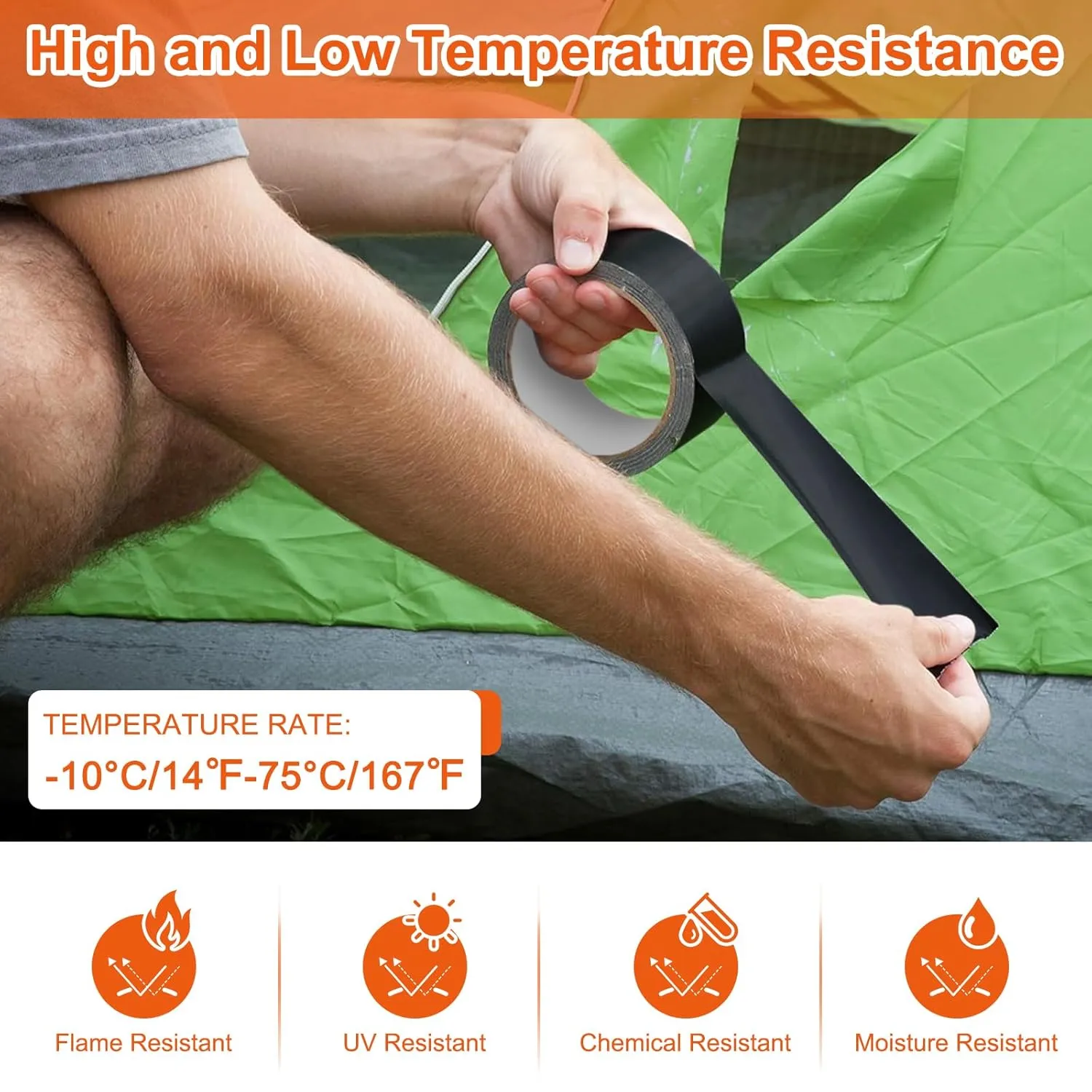 Waterproof Repair Tape,Awning Black Duct Tape,Fabric Flex Seal Tape for RV Skirting for Winter,Canvas,Boat Covers,Tent,Sail,Tenacious TapeTarp Repair Kit RV Underbelly Tape Heavy Duty(Black)