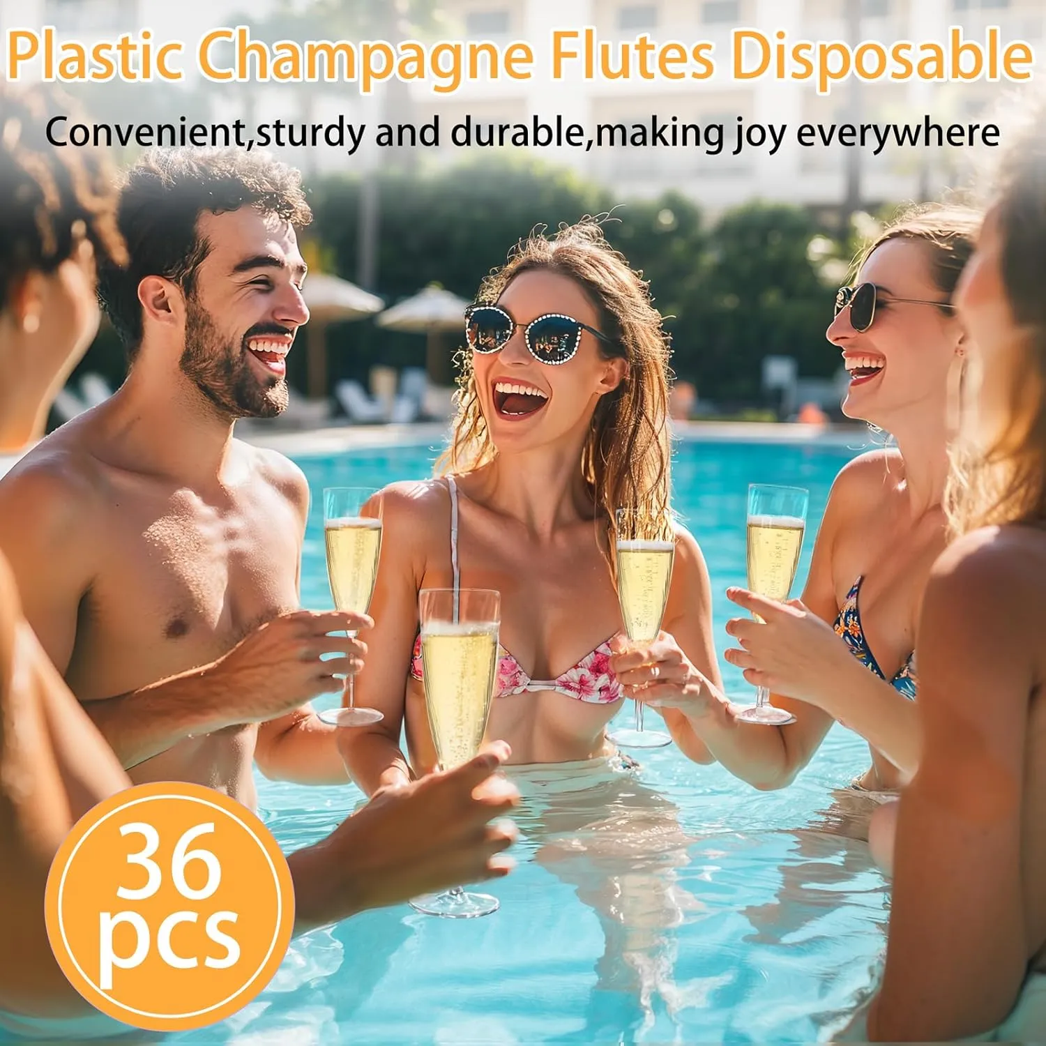 WDF 36PCS Clear Champagne Flutes Plastic - 6 OZ Clear Disposable Champagne Flutes Party Supplies for Wedding/Birthday/Parties