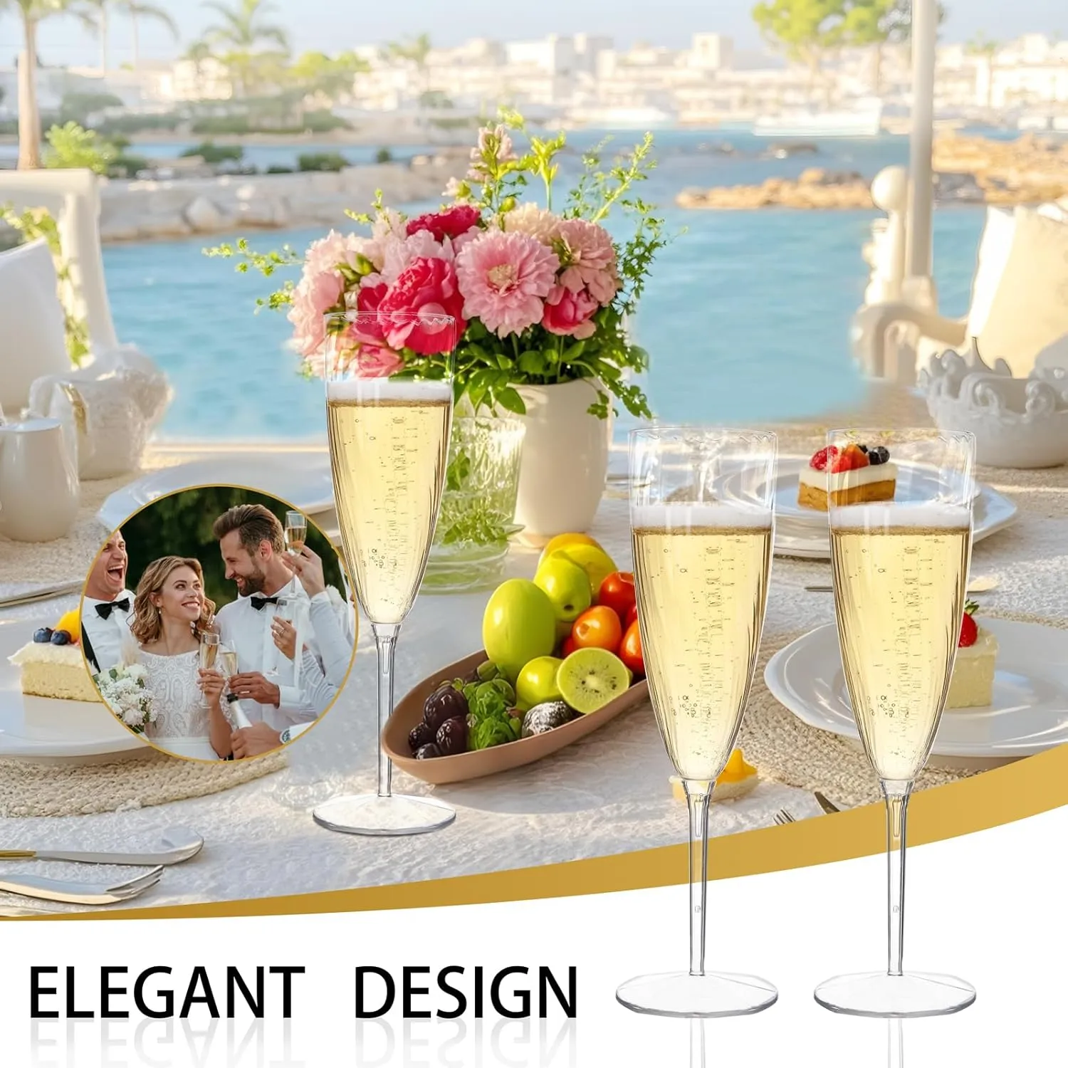 WDF 36PCS Clear Champagne Flutes Plastic - 6 OZ Clear Disposable Champagne Flutes Party Supplies for Wedding/Birthday/Parties