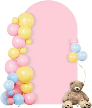 Wedding Arch Cover Spandex Fitted Arch Stand Covers Round Top Chiara for Wedding Baby Shower Birthday Party Ceremony Decoration Pink 6FT