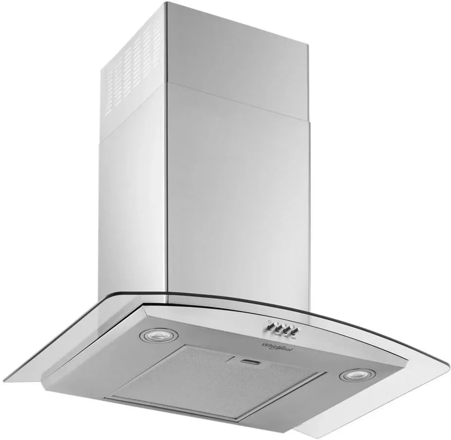 Whirlpool 30 in. Curved Glass Wall Mount Range Hood-Stainless Steel
