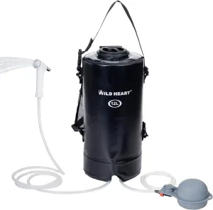 WILD HEART Camping Shower 22L/ 12L Portable Shower for Camping with Pressure Foot Pump and Hose - Solar Shower Bag Backpack for Camping, Road Trip & Outdoor Use