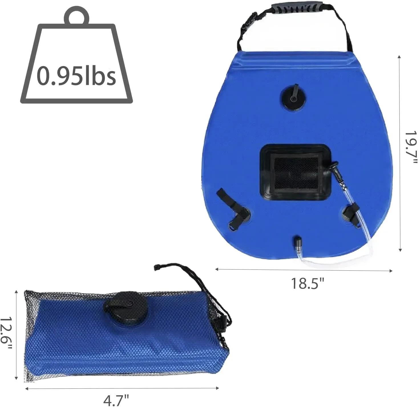 Wind Tour Solar Shower Bag 5 Gal/20L Solar Heating Camping Shower Bag with Shower Head Portable Shower for Beach Swimming, Hiking