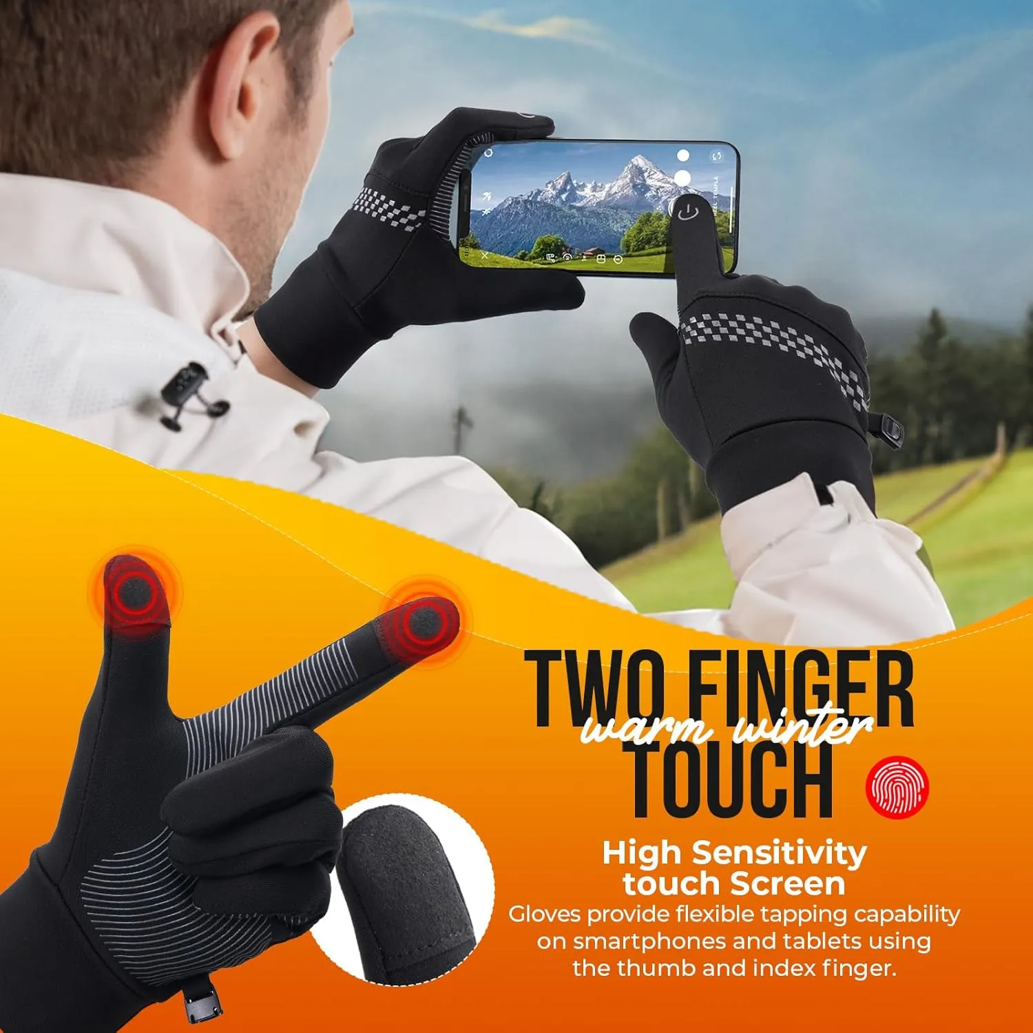 Winter Gloves Women Men, Warm Thermal Running Touchscreen Men Lightweight Walking Anti-Slip for Skiing