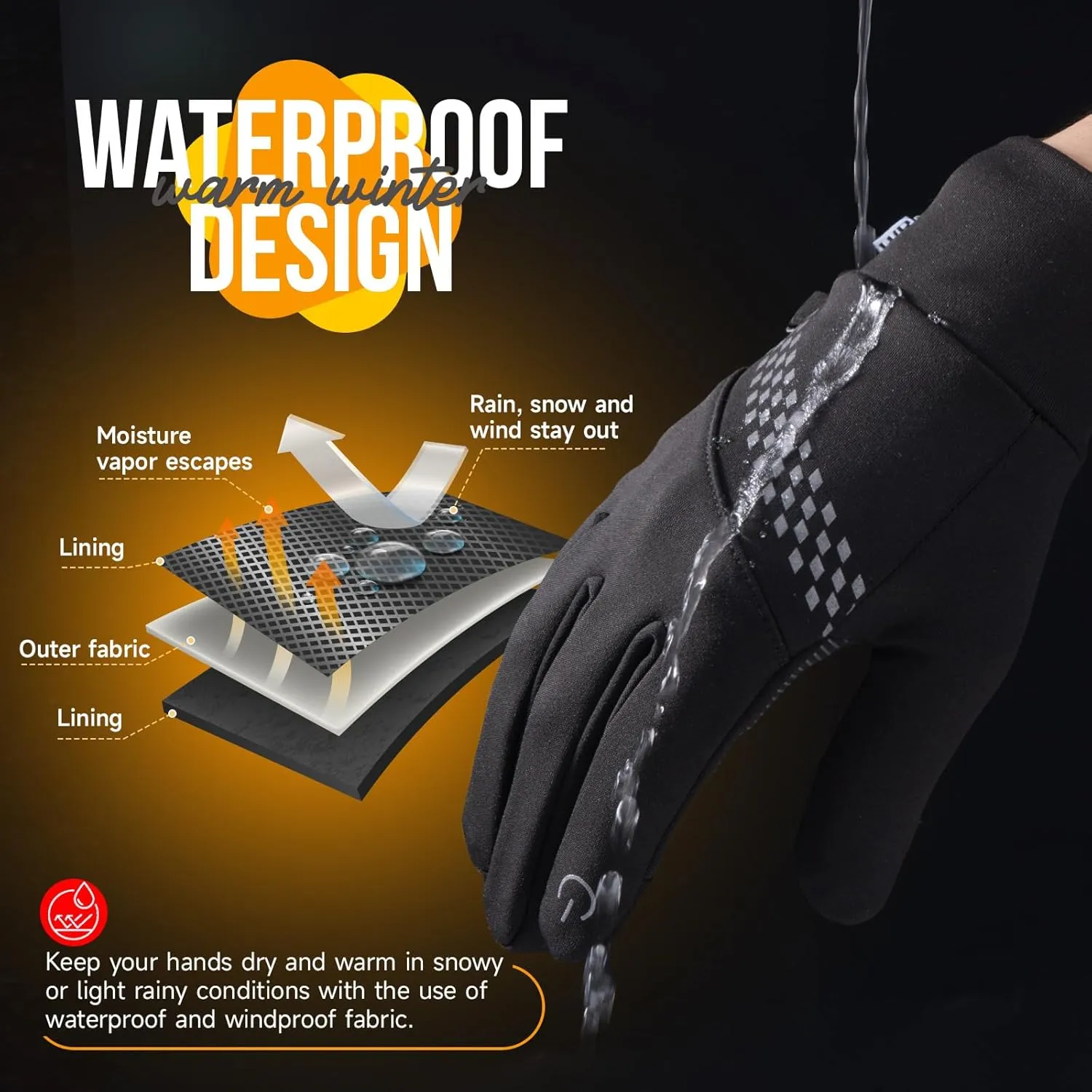Winter Gloves Women Men, Warm Thermal Running Touchscreen Men Lightweight Walking Anti-Slip for Skiing