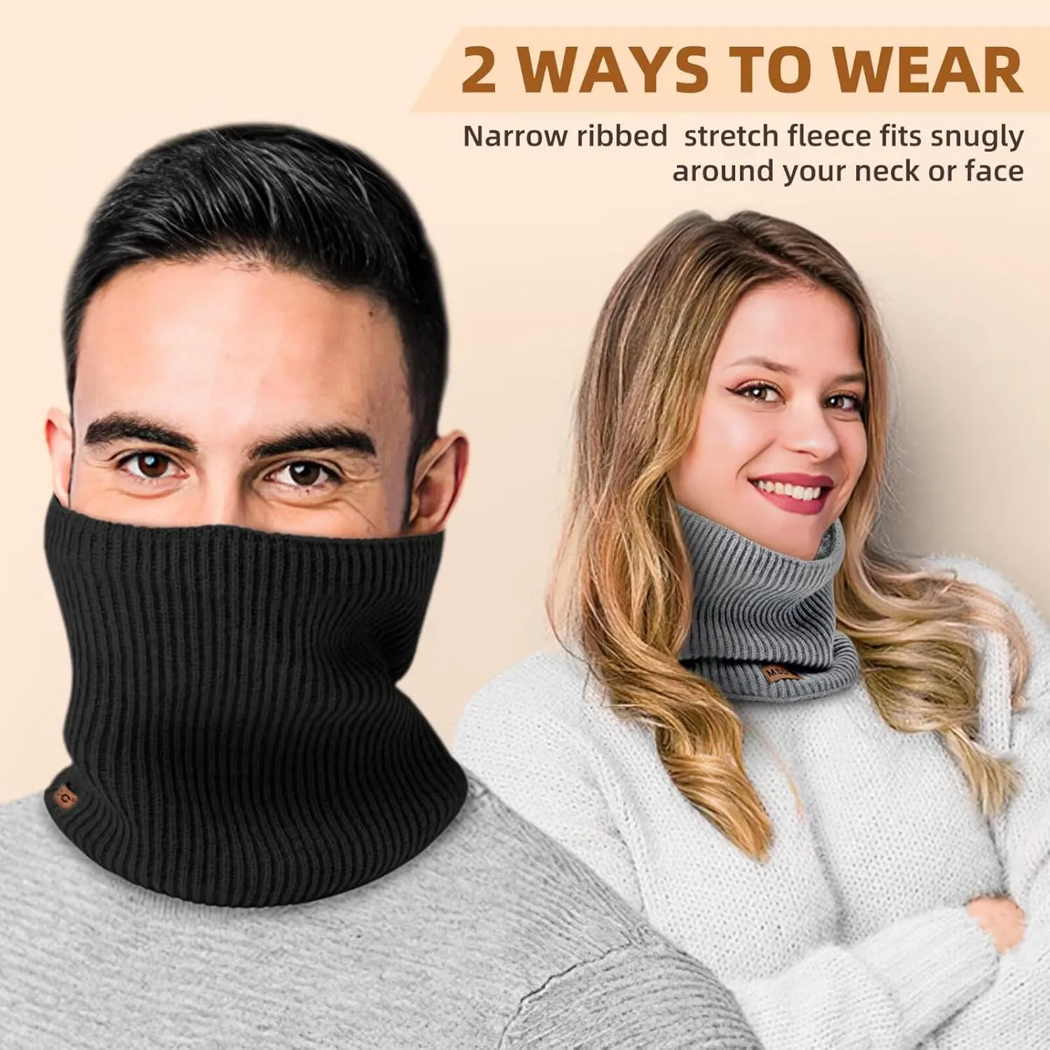Winter Neck Gaiters for Men 3 Pack,Neck Warmer Men Women with Thermal Thick Warm Fleece Lined Cold Weather