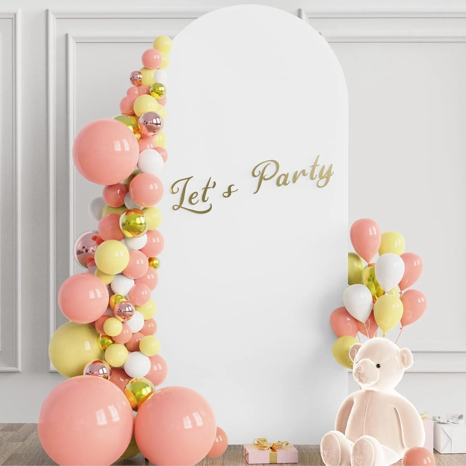 Wokceer 6FT Wedding Arch Cover Spandex Fitted Wedding Arch Covers Round Top Chiara Arch Backdrop Cover for Birthday Party Ceremony Banquet Decoration White