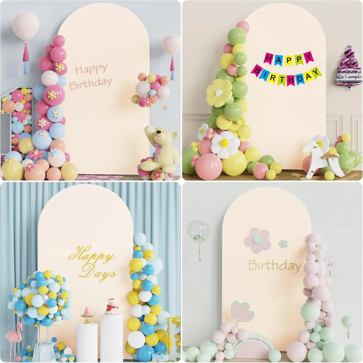 Wokceer 7.2FT Wedding Arch Cover Spandex Fitted Wedding Arch Stand Covers Round Top Chiara Arch Backdrop Cover for Birthday Party Ceremony Banquet Decoration Beige