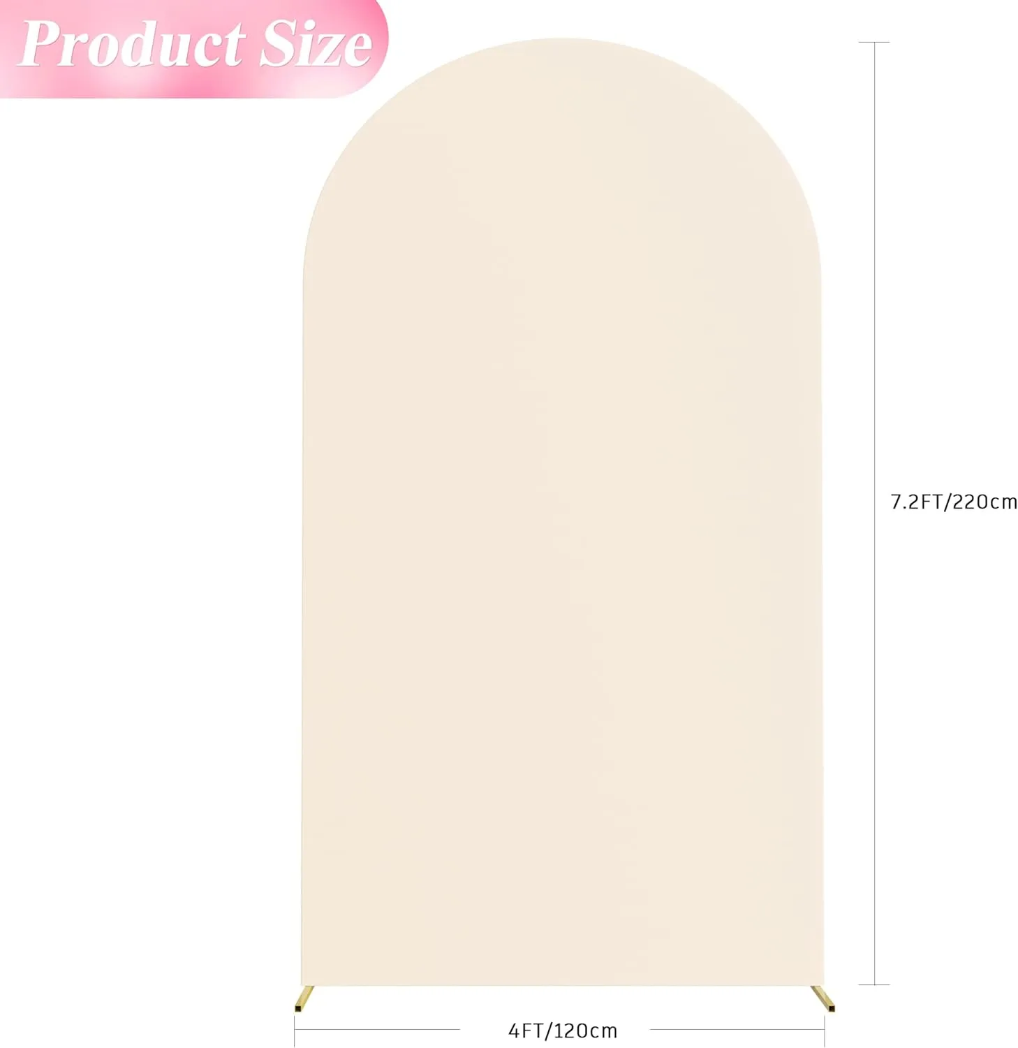 Wokceer 7.2FT Wedding Arch Cover Spandex Fitted Wedding Arch Stand Covers Round Top Chiara Arch Backdrop Cover for Birthday Party Ceremony Banquet Decoration Beige