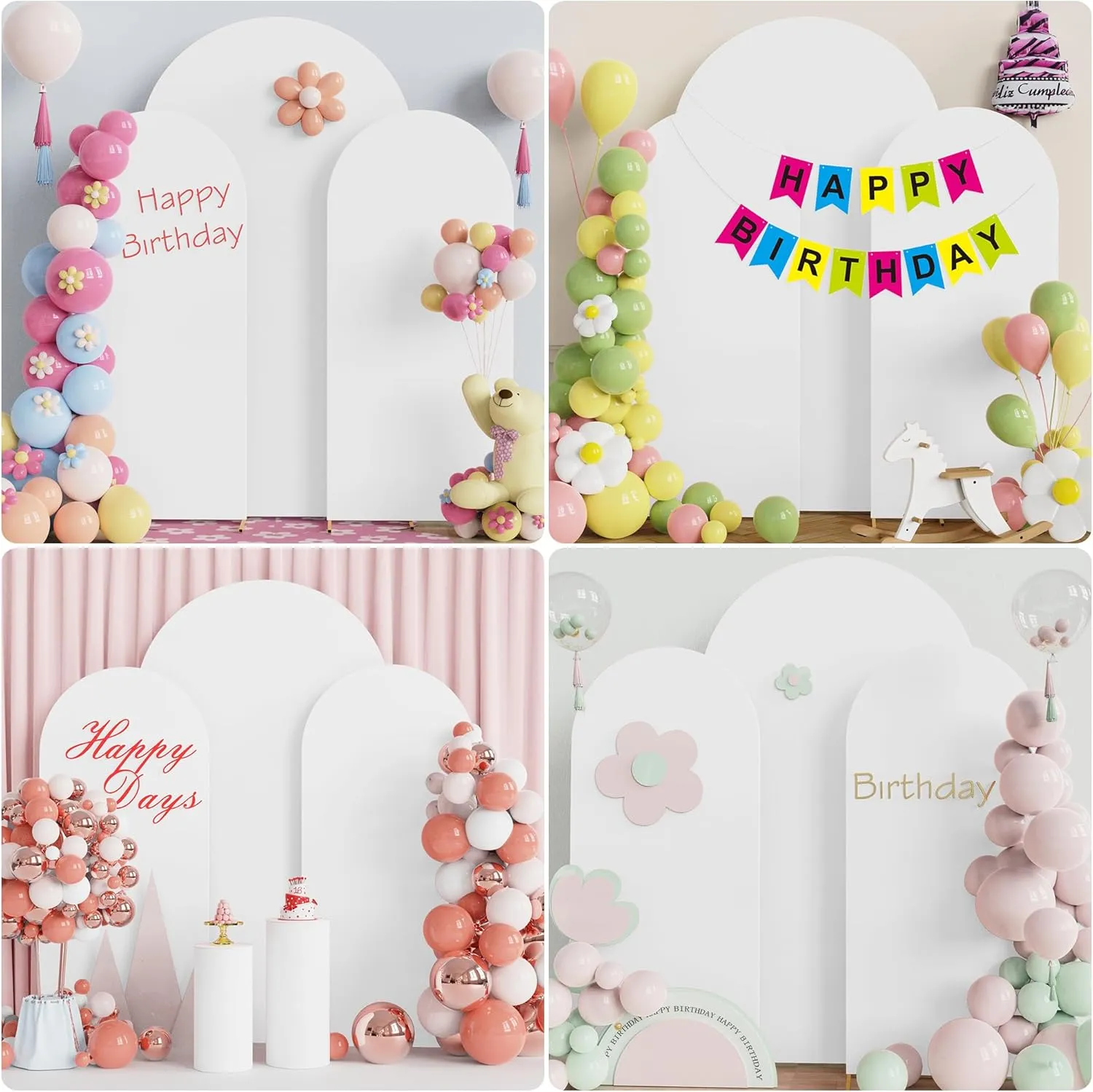Wokceer Wedding Arch Backdrop Cover 7.2FT, 6FT, 6FT Spandex Set of 3 Wedding Arch Stand Covers Round Top Chiara Backdrop Stands Cover for Birthday Party Ceremony Banquet Decor White