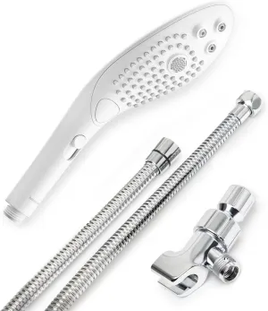 Womanizer Wave White 2 in 1 Showerhead with 3 Jets & Stainless Steel Dual Connector Showerhead Accessory Kit Bundle