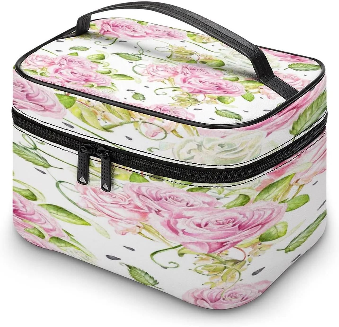 Women Leather Cosmetic Bag, Zipper Makeup Case Purse Holder Pouch Handbag