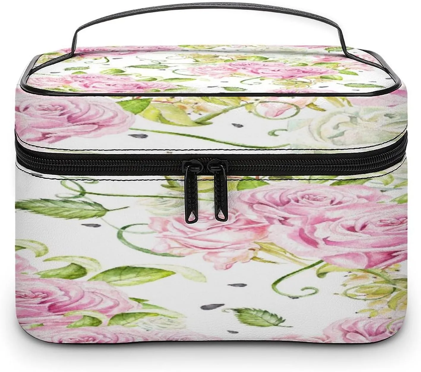 Women Leather Cosmetic Bag, Zipper Makeup Case Purse Holder Pouch Handbag