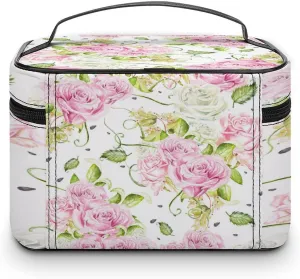 Women Leather Cosmetic Bag, Zipper Makeup Case Purse Holder Pouch Handbag