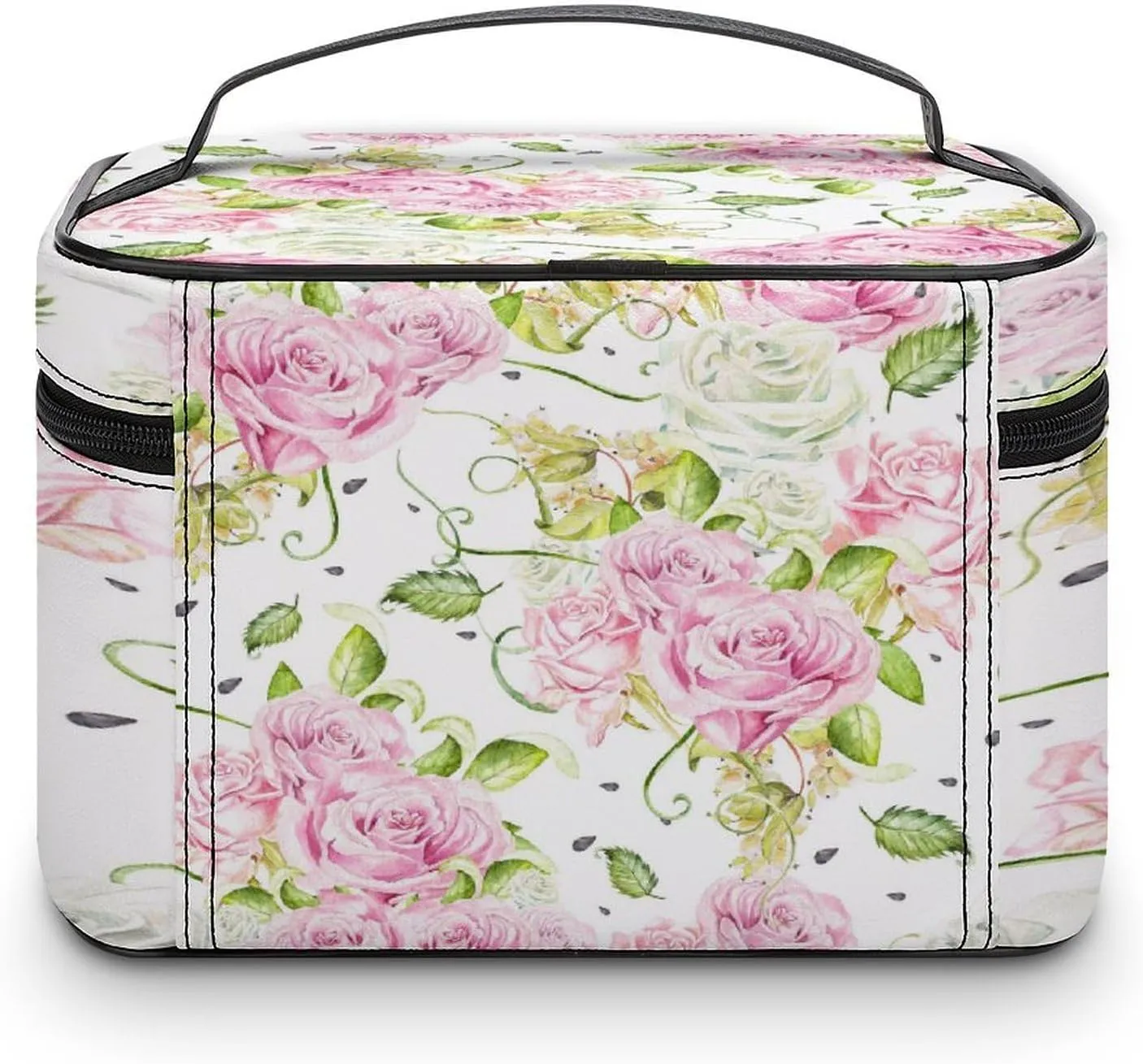 Women Leather Cosmetic Bag, Zipper Makeup Case Purse Holder Pouch Handbag