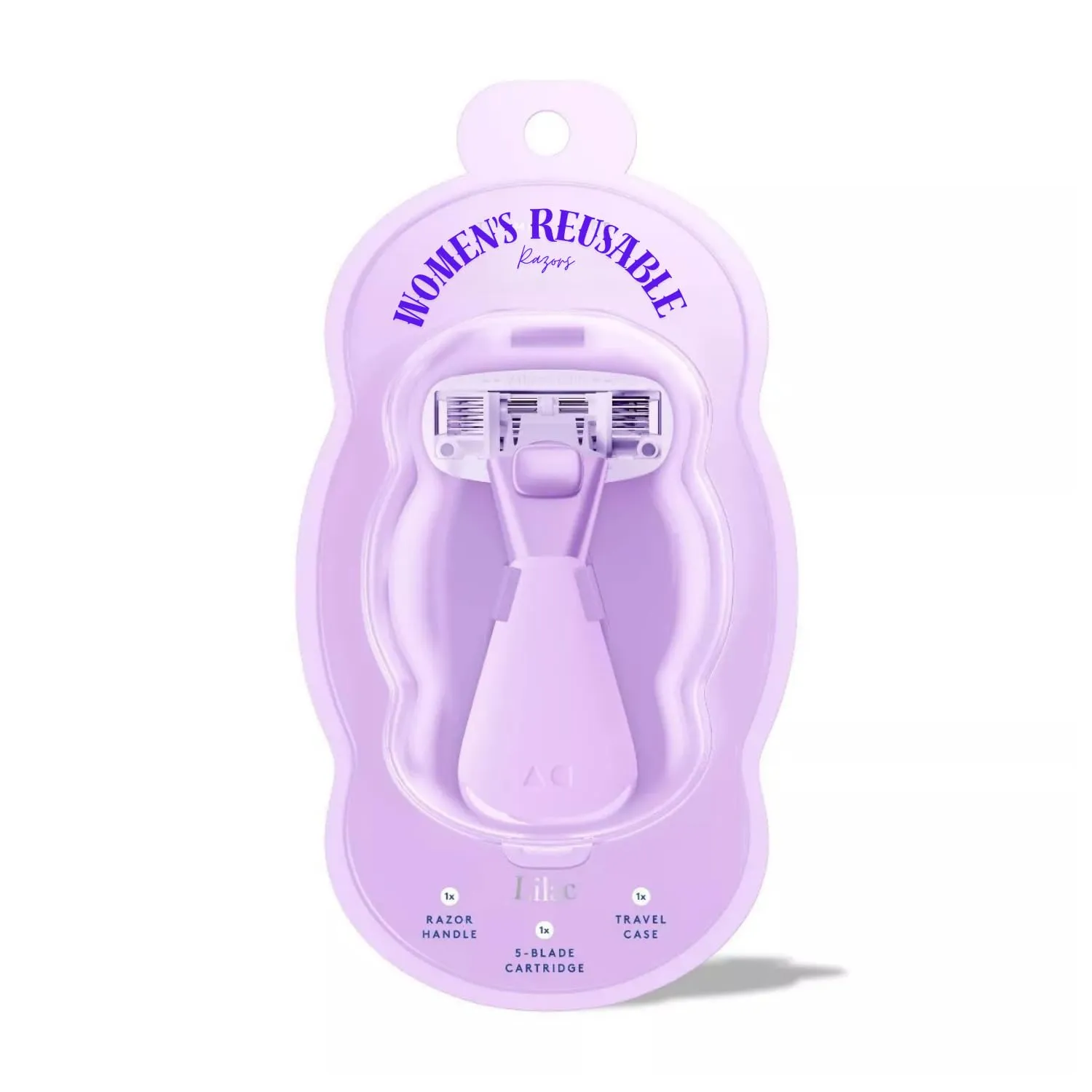 Women's 5-Blade Travel Razor Set with Case, Reusable, Lilac, 1 Pack