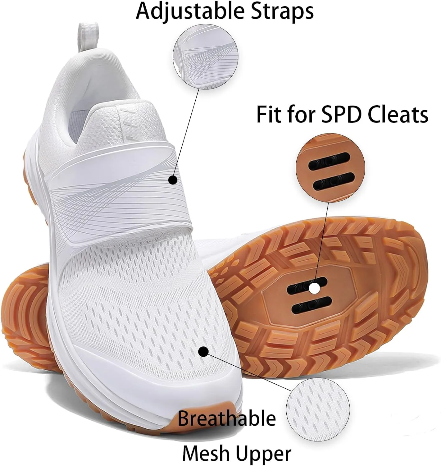Women's Cycling Shoes for Indoor Cycling, Breathable Mesh Upper Indoor Bike Shoes with SPD Cleats - Lightweight Secure Fit for Spin Classes