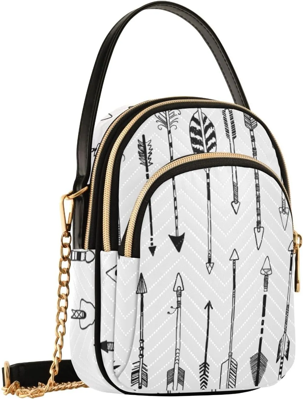 Women's Wave Cross Body Chest Bag, 52 inch Gold Chain Shoulder Handbag Purse
