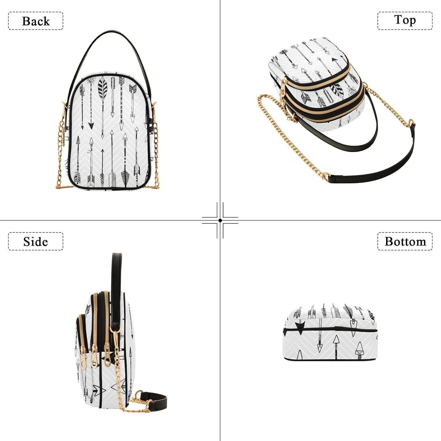 Women's Wave Cross Body Chest Bag, 52 inch Gold Chain Shoulder Handbag Purse