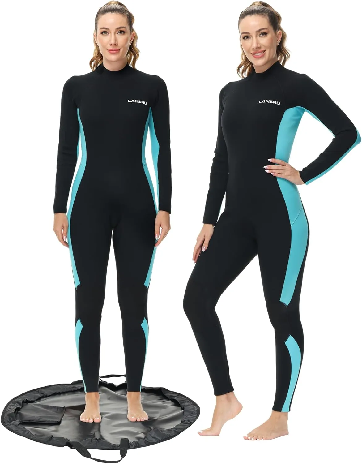Women's Wetsuit XXS for Petite Frames, Upgraded CR Neoprene 3/2mm Full Suit with Waterproof Changing Mat Bag, Ideal Thermal Diving Suit for Cold Water Swimming, Surfing, Snorkeling and Diving