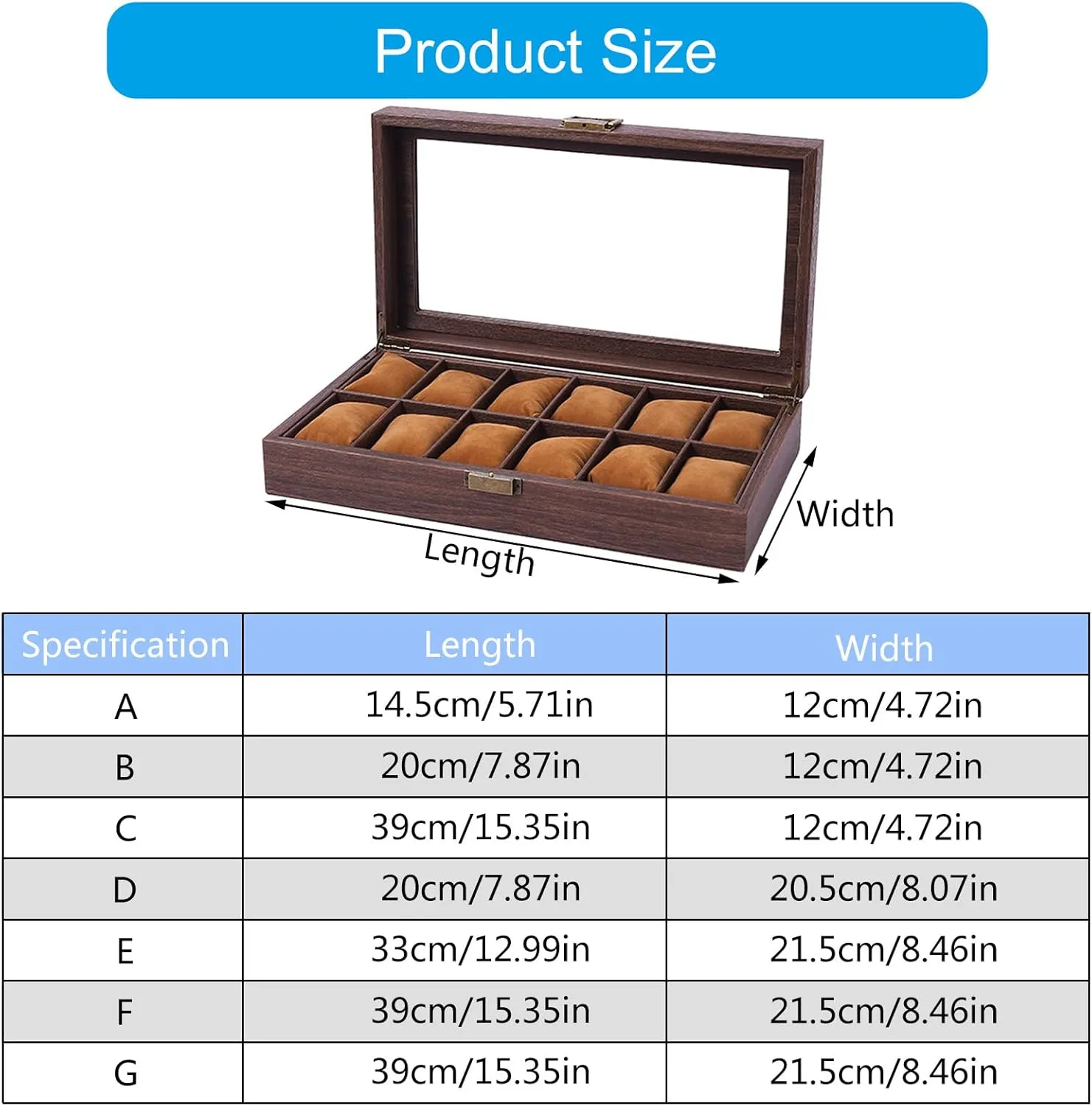 Wood Watch Storage Bag Organizers 2/3/6/10/12 Slot Watch Cases Display Holder Presents for Boyfriend Fathers Day Birthday