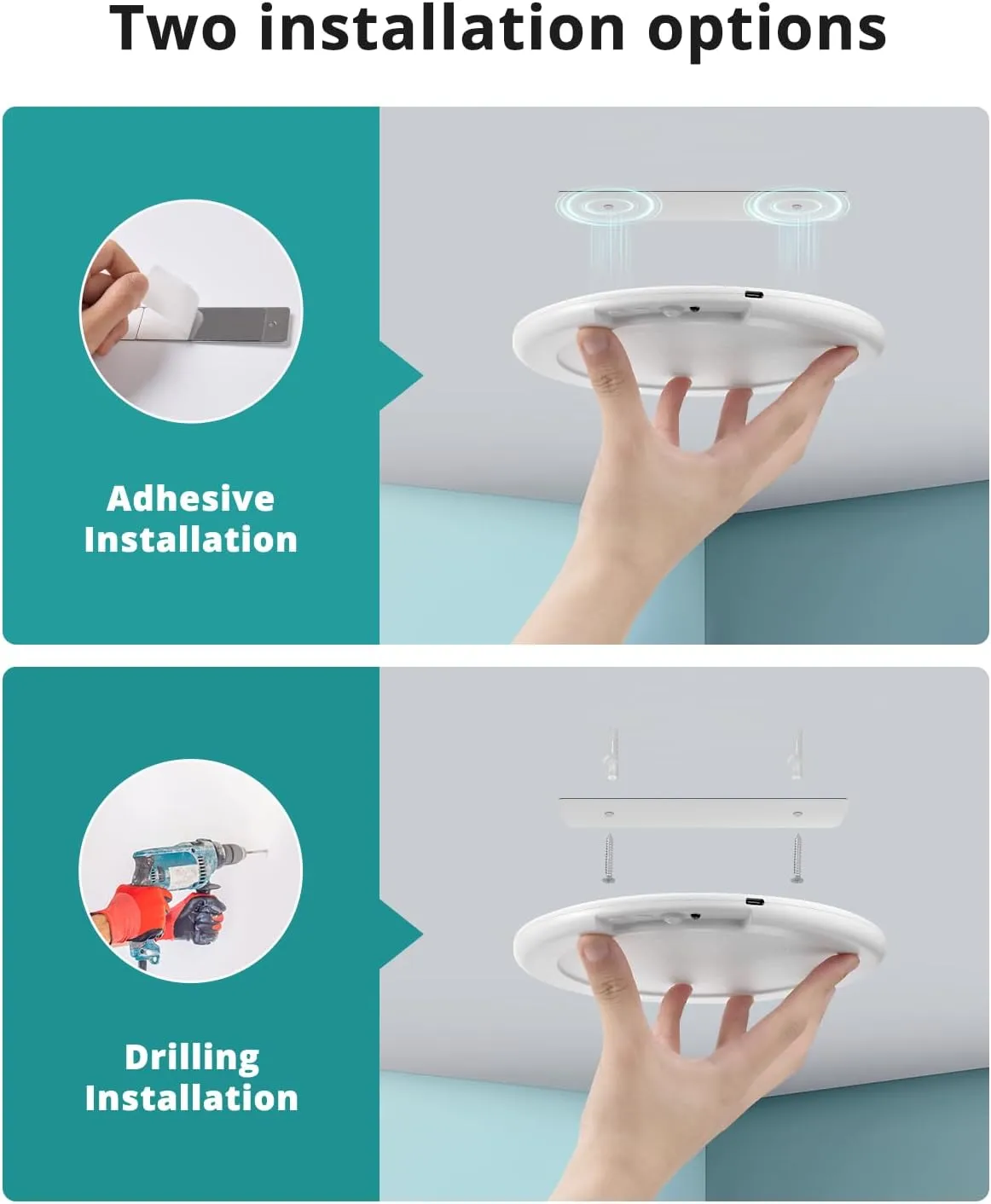 wowatt 2Pcs Battery Operated Ceiling Lights Rechargeable Motion Sensor Light Indoor Wireless Shower Light with Remote 3000K 4500K 6500K 7.48in Dimmable Timing Motion Activated Light for Closet Shower