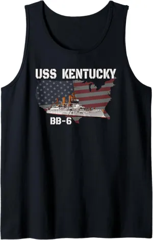 WW2 & WW1 American Battleship USS Kentucky BB-6 Warships Tank Top