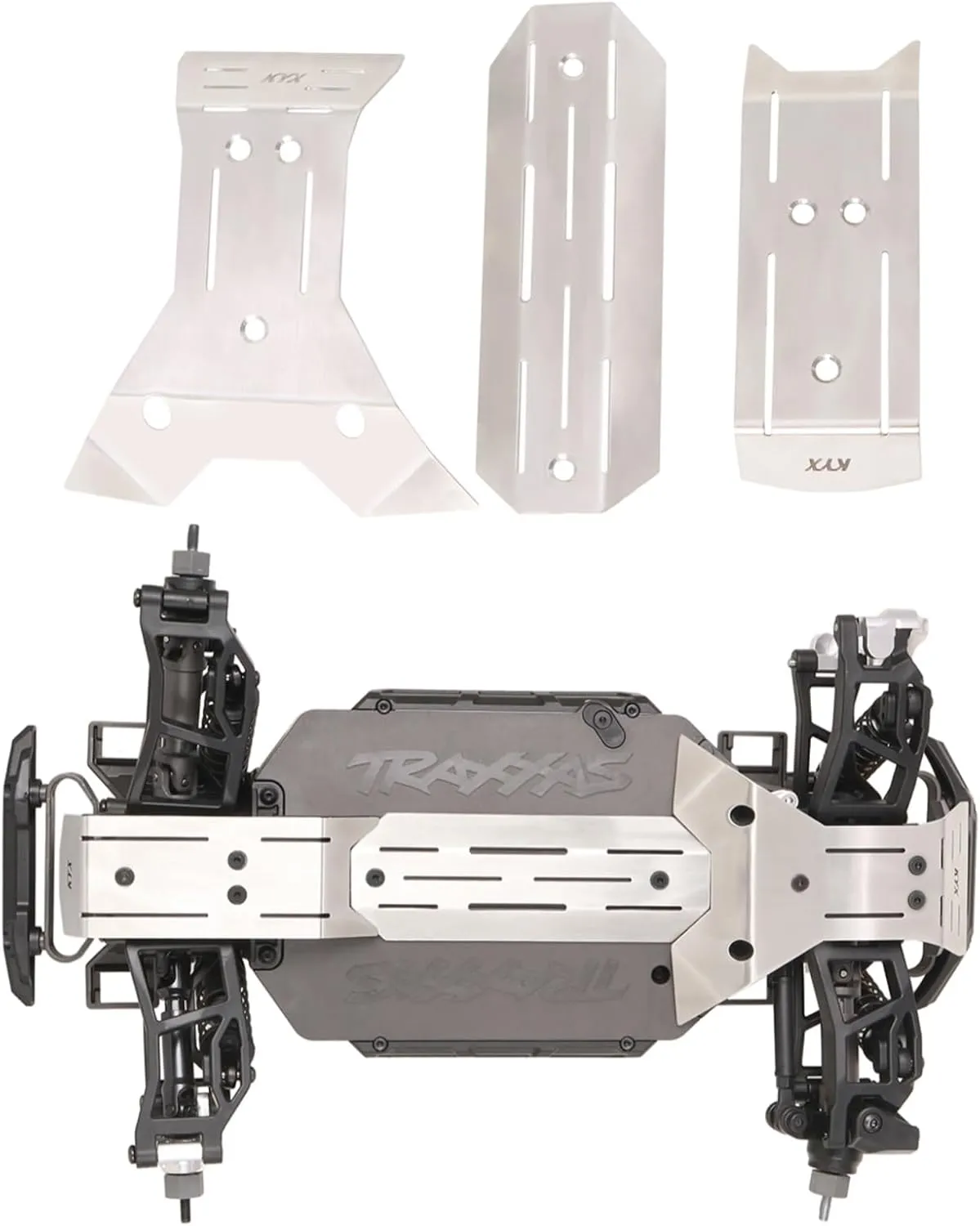 XBERSTAR RC Chassis Armor Set for Traxxas Mini Maxx Chassis Armor Guard Stainless Steel Chassis Protector Plate Upgrade Parts Accessories (Chassis Protector Plate)