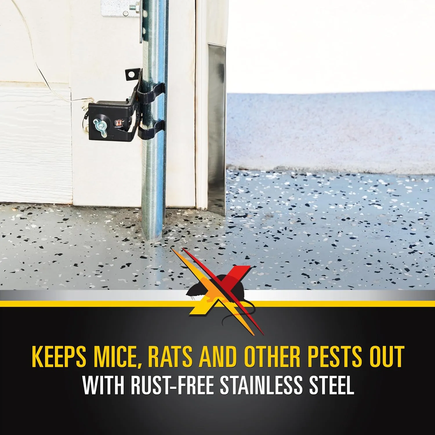 Xcluder Stainless Steel Garage Door Rodent Shield; 2 Door Kit with 8-inch Door Strips (Pack of 4); Keep Rats and Mice Out; Suitable for Residential and Commercial Use (162942)
