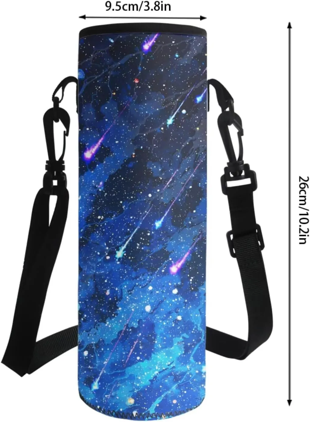 Xoenoiee Meteor Shower Pattern 17" Backpack Set with Lunch Bag, Pen Case, and Water Bottle Holder Kids Students Large Capacity Bag Set for School