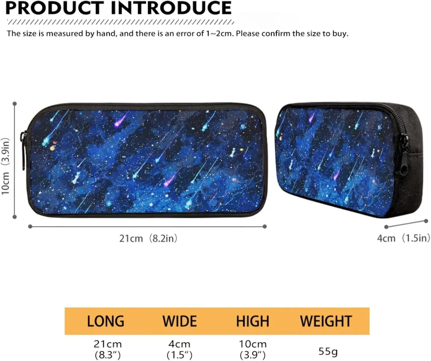Xoenoiee Meteor Shower Pattern 17" Backpack Set with Lunch Bag, Pen Case, and Water Bottle Holder Kids Students Large Capacity Bag Set for School