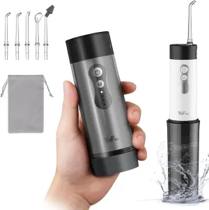 YaFex Water Dental Flosser Teeth Pick - Cordless Portable Oral Irrigator Rechargeable Collapsible Mini Irrigation Cleaner, 4 Modes, with DIY, IPX7 Waterproof Travel Floss for Teeth Cleaning