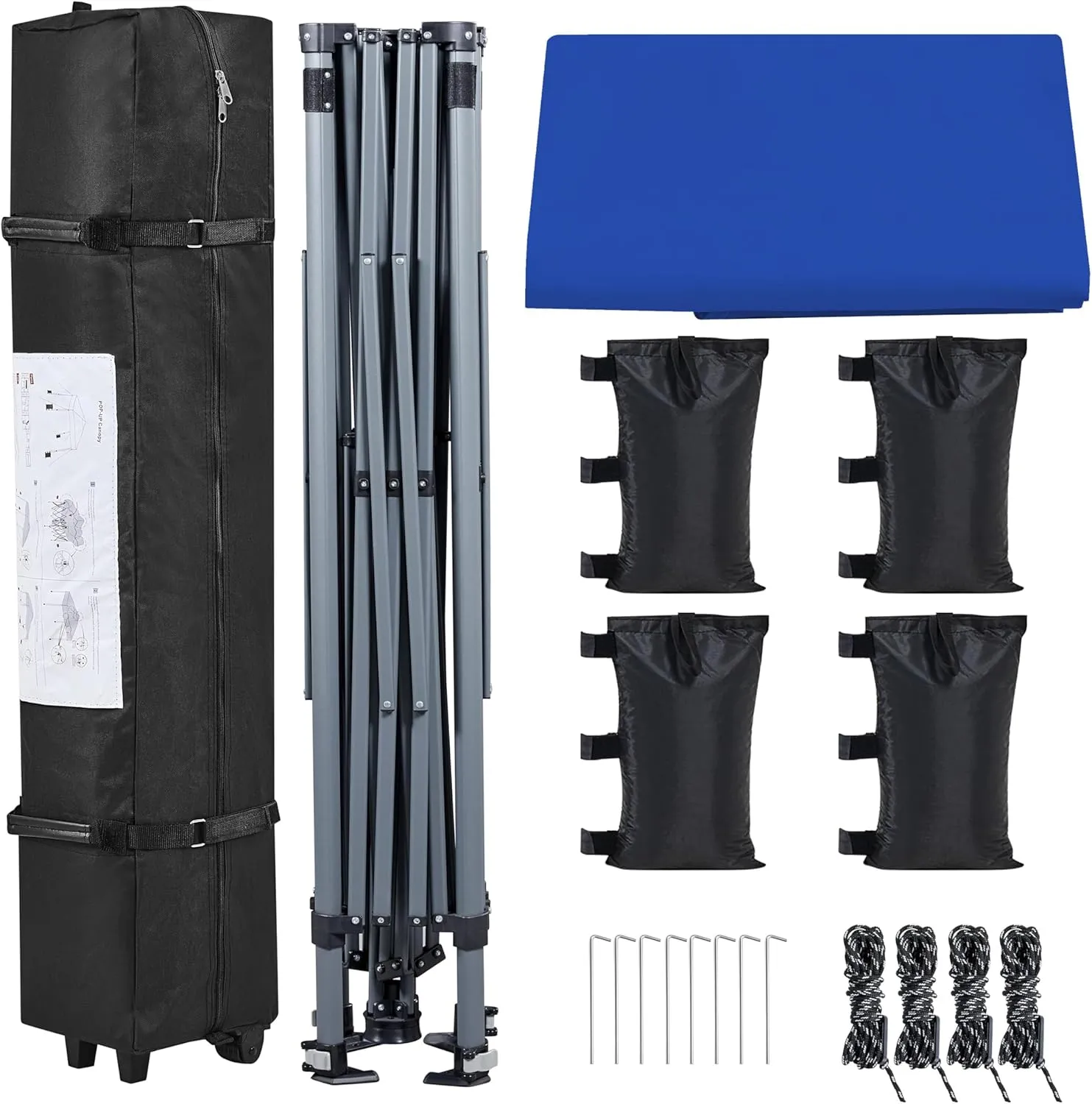 Yaheetech 10x10 1-Person Setup Pop Up Canopy Tent, Instant Portable Commercial Canopy Tent, Outdoor Gazebo with 1-Button Push, Wheeled Bag & 4 Sandbags for Home, Party & Outdoor Activities, Blue