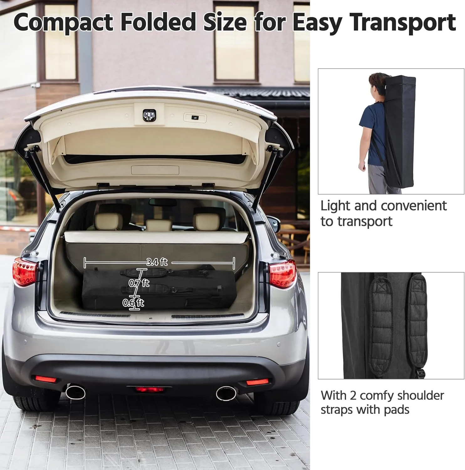 Yaheetech Pop Up Canopy Tent with Backpack, 10x10 Base Portable Easy One Person Setup Folding Shelter Compact Lightweight Slant Leg Canopy with 1 Sidewall, 8x8 Top, Black