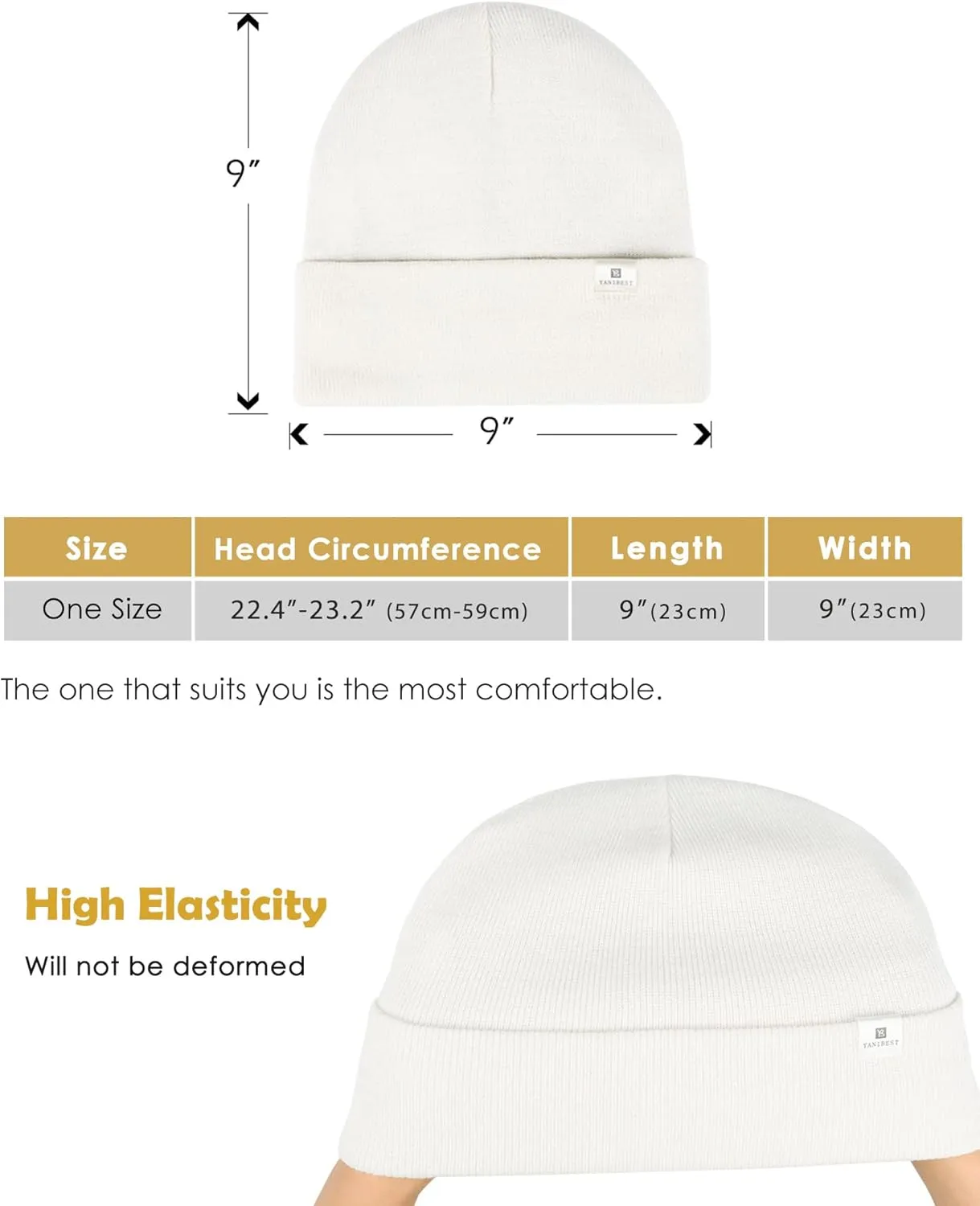 YANIBEST Womens Satin Lined Knit Beanie Hat Acrylic Winter Hats for Women Men Silk Lining Soft Slouchy Warm Cuffed Beanie Hat