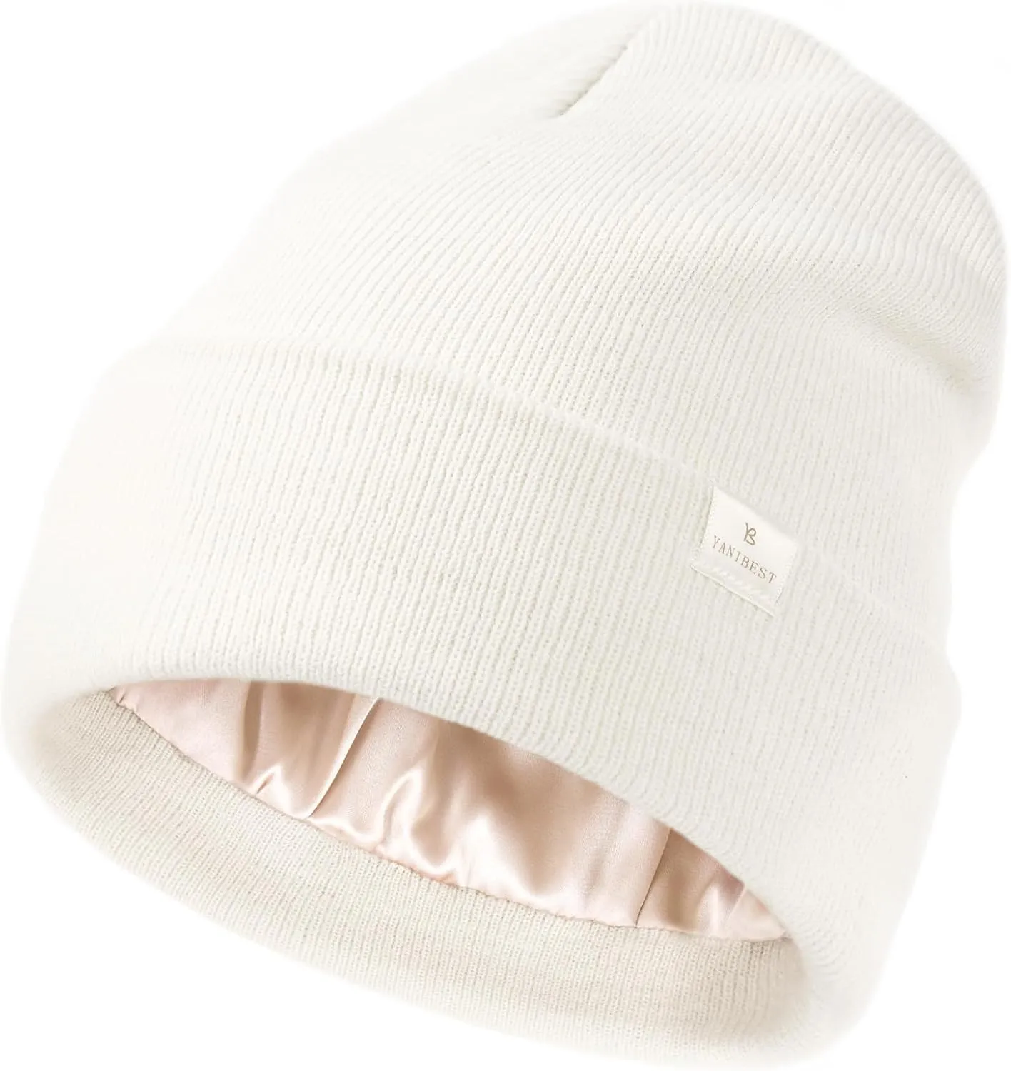 YANIBEST Womens Satin Lined Knit Beanie Hat Acrylic Winter Hats for Women Men Silk Lining Soft Slouchy Warm Cuffed Beanie Hat