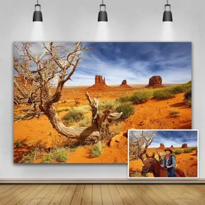 Yeele 12x8ft National Park Backdrop Hot Desert Vinyl Studio Props Decorations Banner Arid Barren Tree Sandstone Rock Climate Nature Scenery Background for Photography Polyester Wallpaper
