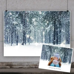 Yeele 12x8ft Winter Scene Backdrop White Snow Pine Tree Ice and Snow World Photography Background Children Adult Portrait Shooting Vinyl Wallpaper Winter Theme Party Decoration Photo Booth Props