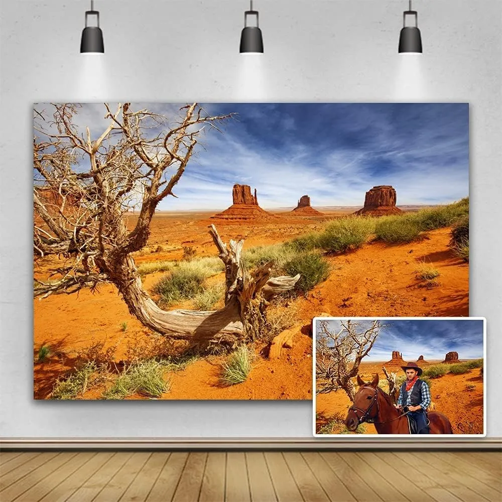 Yeele 7x5ft National Park Backdrop Hot Desert Vinyl Studio Props Decorations Banner Arid Barren Tree Sandstone Rock Climate Nature Scenery Background for Photography Polyester Wallpaper