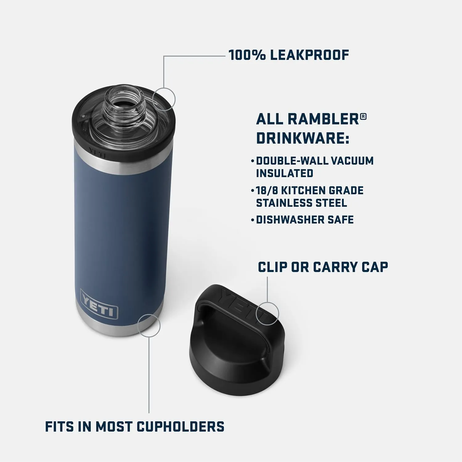 YETI Rambler 18 oz Bottle, Leakproof, Vacuum Insulated, Stainless Steel with Chug Cap, Beekeeper