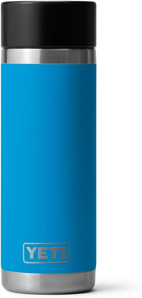 YETI Rambler 18 oz Bottle, Stainless Steel, Vacuum Insulated, with Hot Shot Cap, Big Wave Blue