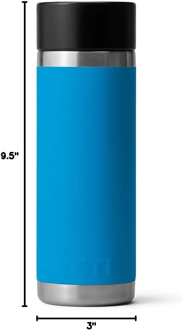 YETI Rambler 18 oz Bottle, Stainless Steel, Vacuum Insulated, with Hot Shot Cap, Big Wave Blue