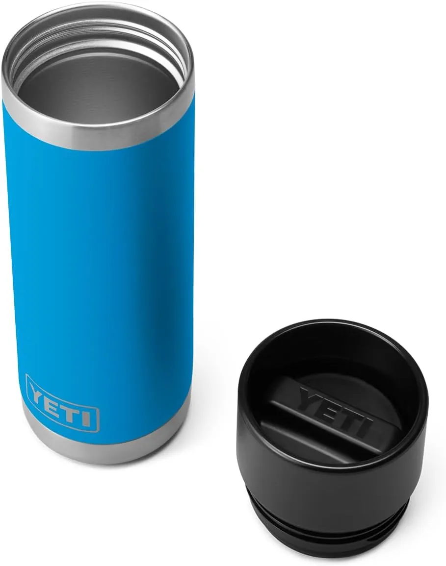 YETI Rambler 18 oz Bottle, Stainless Steel, Vacuum Insulated, with Hot Shot Cap, Big Wave Blue