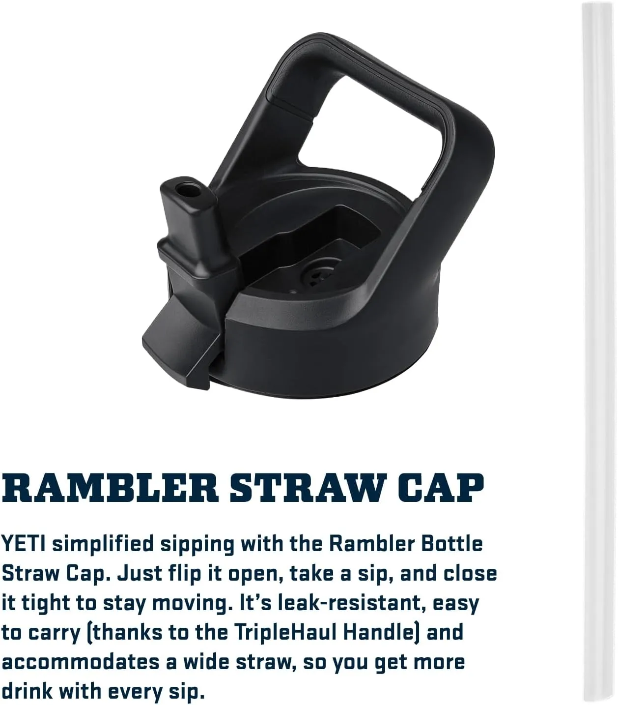YETI Rambler 18 oz Bottle, Vacuum Insulated, Stainless Steel with Straw Cap, Navy