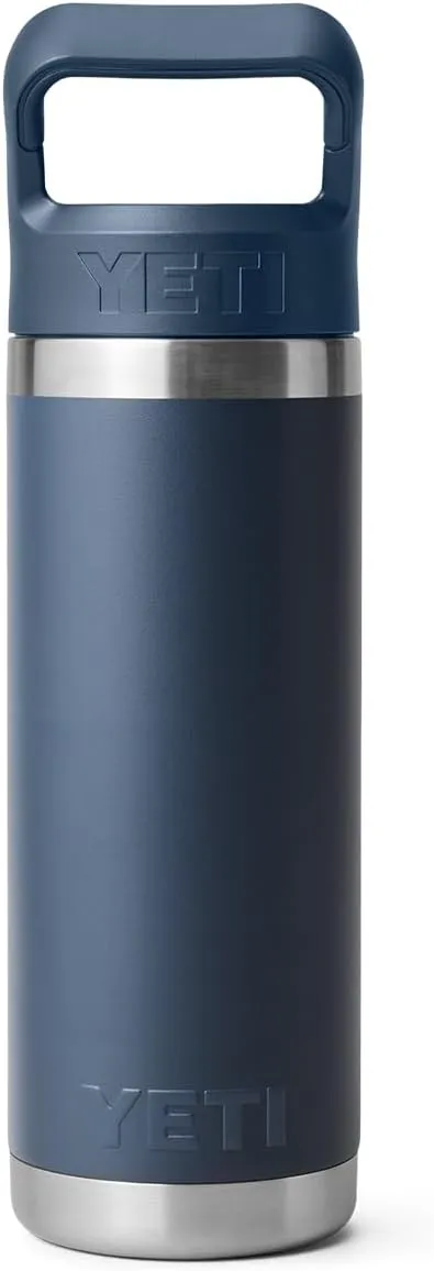 YETI Rambler 18 oz Bottle, Vacuum Insulated, Stainless Steel with Straw Cap, Navy