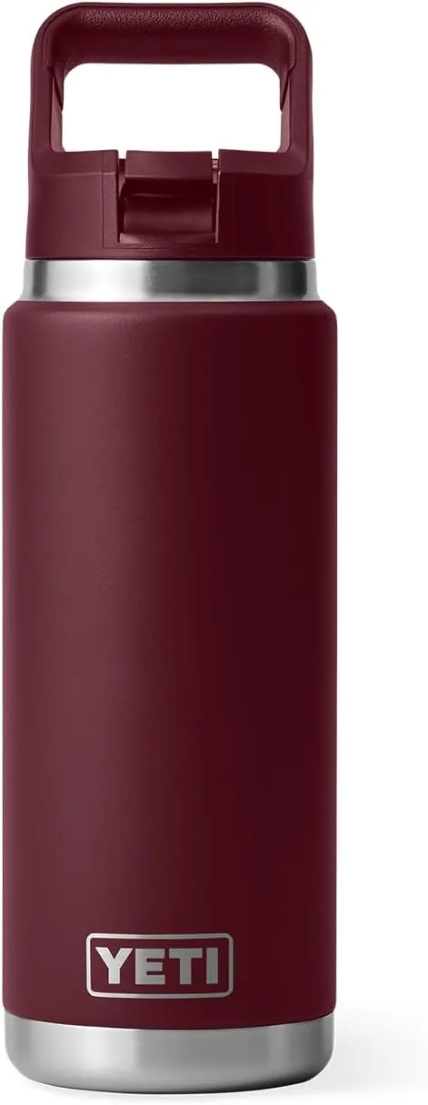 YETI Rambler 26 oz Bottle, Vacuum Insulated, Stainless Steel with Color Matching Straw Cap