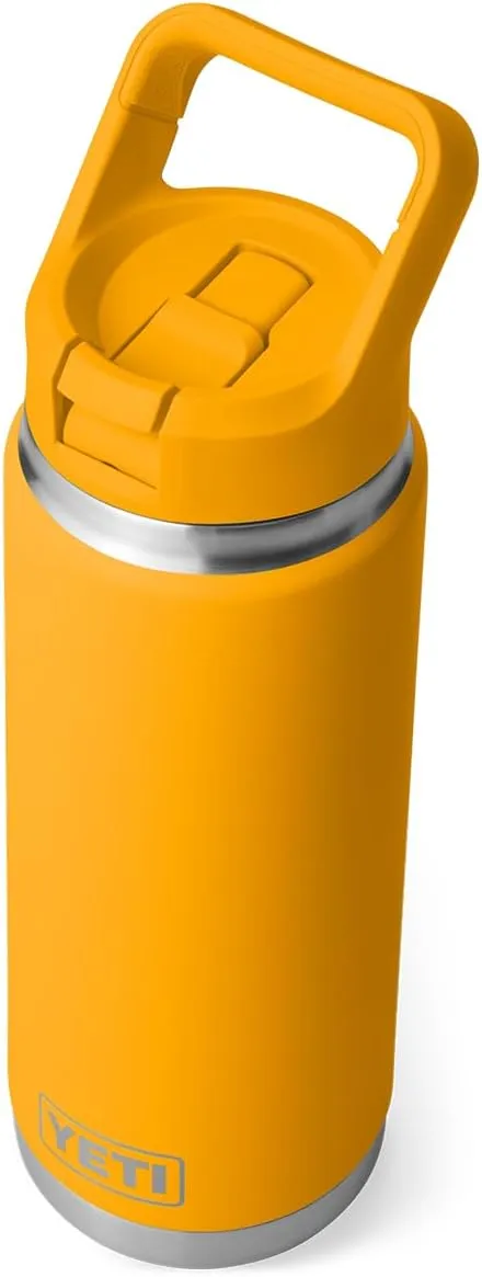 YETI Rambler 26 oz Bottle, Vacuum Insulated, Stainless Steel with Color Matching Straw Cap