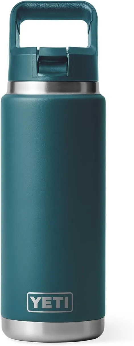 YETI Rambler 26 oz Bottle, Vacuum Insulated, Stainless Steel with Color Matching Straw Cap